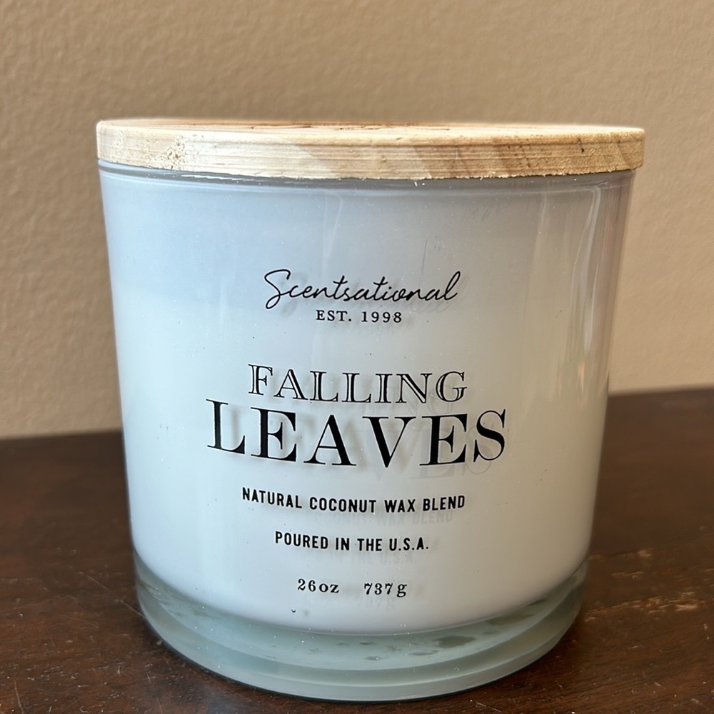 Scentsational Falling Leaves Candle Large 26 Oz Fall Fragrance Coconut Wax Blend